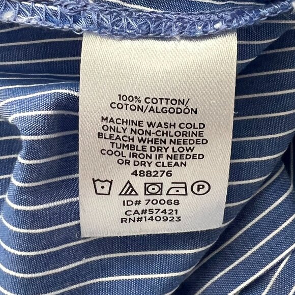 Loft Blue White Stripe Back Zip Side Vents Front Tie Tunic Top Size 12 - Picture 4 of 9